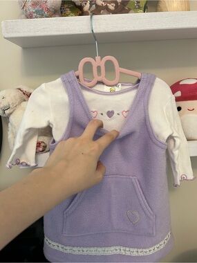 Y2K Vintage Cherokee Baby Dress Set purple with hearts